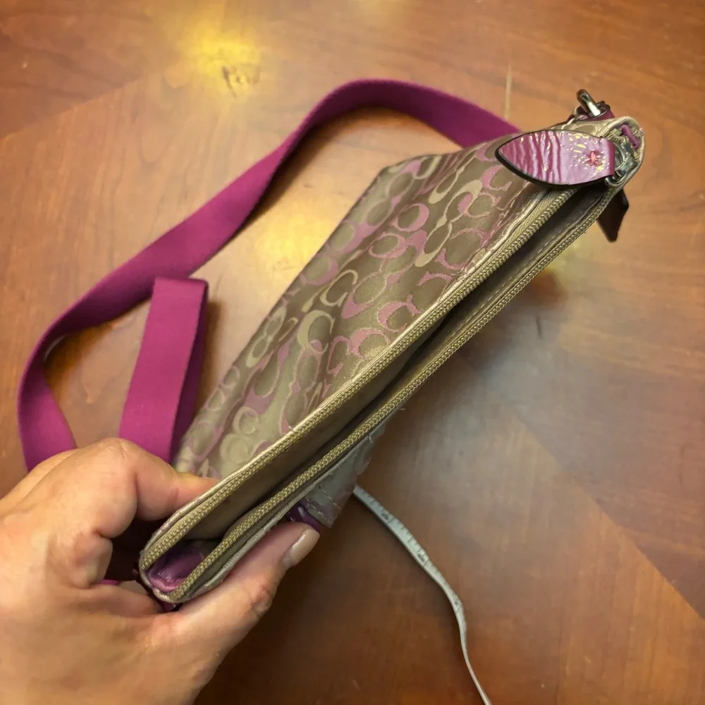Coach Tan and Pink Signature Crossbody Bag - Picture 10 of 13